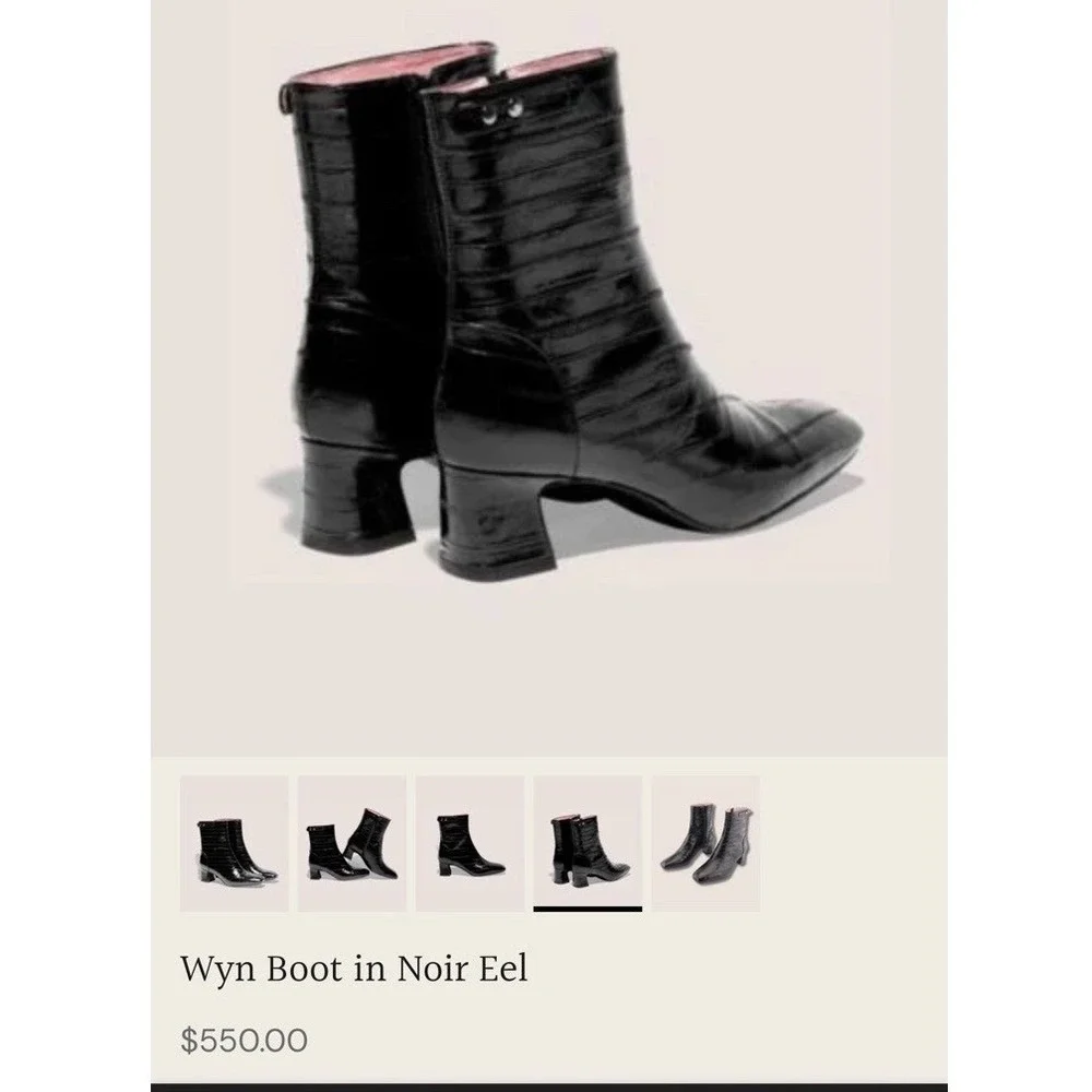 Gini & Albert Luxury Women's Wyn Boot Booties Leather Noir Eel $550 Size 5‎